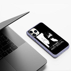 Чехол iPhone 11 Pro матовый Антисоциальная девушка, цвет: 3D-светло-сиреневый — фото 2