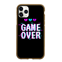 Чехол iPhone 11 Pro матовый Game Over Pixels, цвет: 3D-коричневый