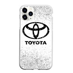 Чехол iPhone 11 Pro матовый Toyota с потертостями на светлом фоне, цвет: 3D-белый
