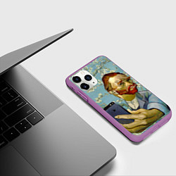 Чехол iPhone 11 Pro матовый Ван Гог Селфи - Арт Портрет, цвет: 3D-фиолетовый — фото 2