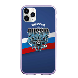 Чехол iPhone 11 Pro матовый Wellcome to Russia: лента триколора, цвет: 3D-светло-сиреневый