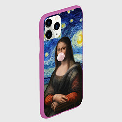 Чехол iPhone 11 Pro матовый Мона Лиза Приколы - Звездная ночь, цвет: 3D-фиолетовый — фото 2