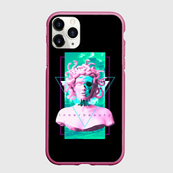 Чехол iPhone 11 Pro матовый Бюст Горгоны, цвет: 3D-малиновый