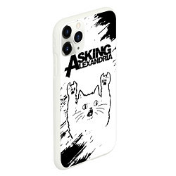 Чехол iPhone 11 Pro матовый Asking Alexandria рок кот на светлом фоне, цвет: 3D-белый — фото 2