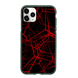 Чехол iPhone 11 Pro матовый Intersecting red rays, цвет: 3D-темно-зеленый