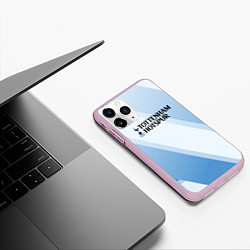 Чехол iPhone 11 Pro матовый Tottenham hotspur Голубые полосы, цвет: 3D-розовый — фото 2