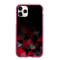 Чехол iPhone 11 Pro матовый Черно-красный геометрический, цвет: 3D-малиновый