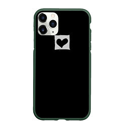 Чехол iPhone 11 Pro матовый Пустое сердце - заплатка, цвет: 3D-темно-зеленый