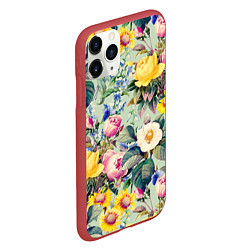 Чехол iPhone 11 Pro матовый Солнечные Цветы, цвет: 3D-красный — фото 2