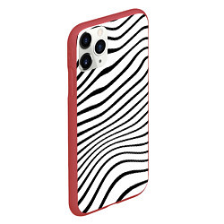 Чехол iPhone 11 Pro матовый Волновой линейный растр - зебра, цвет: 3D-красный — фото 2