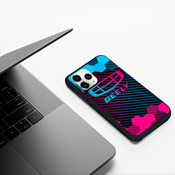 Чехол iPhone 11 Pro матовый Geely - neon gradient, цвет: 3D-черный — фото 2