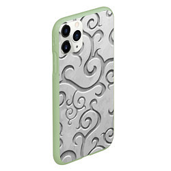 Чехол iPhone 11 Pro матовый Ажурный орнамент на поверхности металла, цвет: 3D-салатовый — фото 2