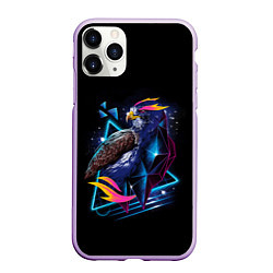 Чехол iPhone 11 Pro матовый Неоновая птица - Арт, цвет: 3D-сиреневый