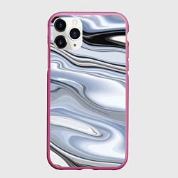 Чехол iPhone 11 Pro матовый Серебристая поверхность воды, цвет: 3D-малиновый