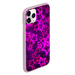 Чехол iPhone 11 Pro матовый Purple stars, цвет: 3D-розовый — фото 2