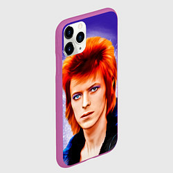 Чехол iPhone 11 Pro матовый Дэвид Боуи в синей куртке, цвет: 3D-фиолетовый — фото 2