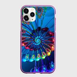 Чехол iPhone 11 Pro матовый Фрактальная спираль, цвет: 3D-фиолетовый