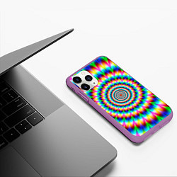 Чехол iPhone 11 Pro матовый Радужная оптическая иллюзия, цвет: 3D-фиолетовый — фото 2