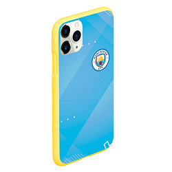 Чехол iPhone 11 Pro матовый Manchester city Голубая абстракция, цвет: 3D-желтый — фото 2