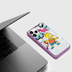 Чехол iPhone 11 Pro матовый Барт Симпсон на фоне стены с граффити, цвет: 3D-фиолетовый — фото 2