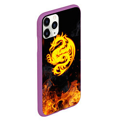 Чехол iPhone 11 Pro матовый Огнедышащий дракон и пламя, цвет: 3D-фиолетовый — фото 2