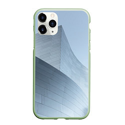 Чехол iPhone 11 Pro матовый Абстрактная геометрическая серебряная постройка, цвет: 3D-салатовый