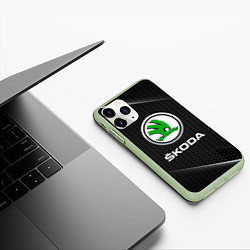 Чехол iPhone 11 Pro матовый Skoda Абстракция, цвет: 3D-салатовый — фото 2