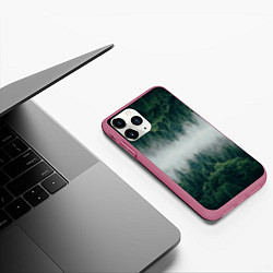 Чехол iPhone 11 Pro матовый ЗЕРКАЛЬНЫЙ ТУМАННЫЙ ЛЕС, цвет: 3D-малиновый — фото 2