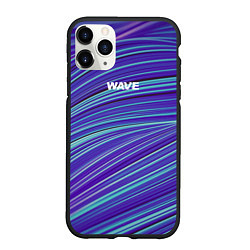 Чехол iPhone 11 Pro матовый Абстрактные волны Wave - синие, цвет: 3D-черный