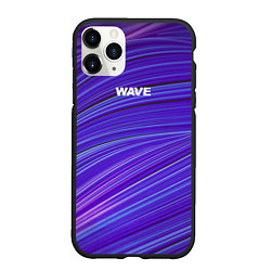 Чехол iPhone 11 Pro матовый Абстрактные волны Wave - фиолетовые, цвет: 3D-черный