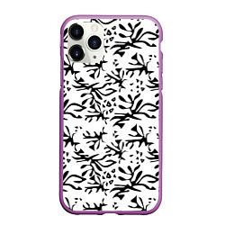 Чехол iPhone 11 Pro матовый Черно белый абстрактный модный узор, цвет: 3D-фиолетовый