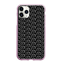Чехол iPhone 11 Pro матовый Милые Удивлённые Пухлые Коты, цвет: 3D-розовый
