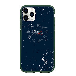 Чехол iPhone 11 Pro матовый Stray Kids - брызги, цвет: 3D-темно-зеленый