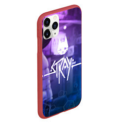 Чехол iPhone 11 Pro матовый Stray - мордочка - neon, цвет: 3D-красный — фото 2