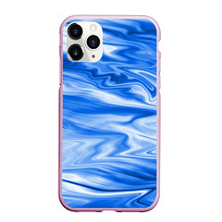 Чехол iPhone 11 Pro матовый Бело синий абстрактный фон Волны, цвет: 3D-розовый