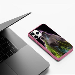 Чехол iPhone 11 Pro матовый Волчица - друид, цвет: 3D-малиновый — фото 2