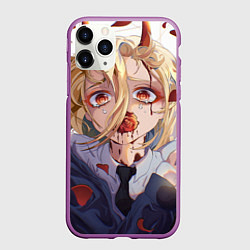 Чехол iPhone 11 Pro матовый Макима и роза, цвет: 3D-фиолетовый