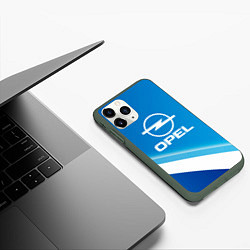 Чехол iPhone 11 Pro матовый Опель - голубая абстракция, цвет: 3D-темно-зеленый — фото 2