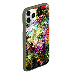 Чехол iPhone 11 Pro матовый Цветы на черепах, цвет: 3D-темно-зеленый — фото 2
