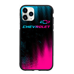 Чехол iPhone 11 Pro матовый Chevrolet - neon gradient: символ сверху, цвет: 3D-черный