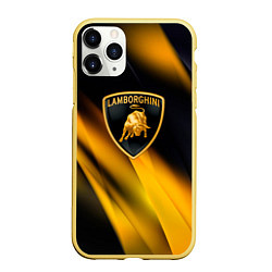 Чехол iPhone 11 Pro матовый Lamborghini - Жёлто-чёрный абстракция, цвет: 3D-желтый