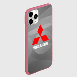 Чехол iPhone 11 Pro матовый Mitsubishi - серая с кружочками абстракция, цвет: 3D-малиновый — фото 2