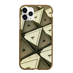 Чехол iPhone 11 Pro матовый 3D иллюзия-пирамиды, цвет: 3D-коричневый