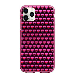 Чехол iPhone 11 Pro матовый Poppy Playtime - Kissy Missy Pattern - Huggy Wuggy, цвет: 3D-малиновый