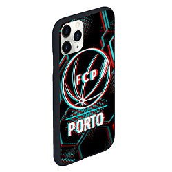 Чехол iPhone 11 Pro матовый Porto FC в стиле glitch на темном фоне, цвет: 3D-черный — фото 2