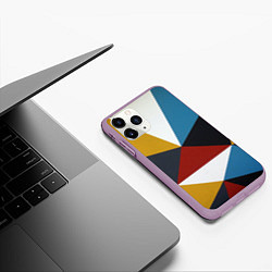 Чехол iPhone 11 Pro матовый Абстрактный набор разноцветных геометрических фигу, цвет: 3D-сиреневый — фото 2