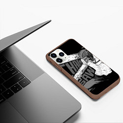 Чехол iPhone 11 Pro матовый Демон войны : Человек-бензопила, цвет: 3D-коричневый — фото 2