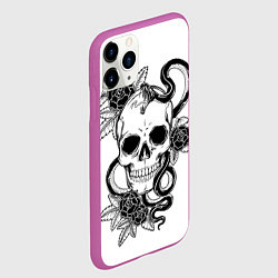 Чехол iPhone 11 Pro матовый Череп и Мамба и чёрные розы, цвет: 3D-фиолетовый — фото 2