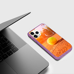 Чехол iPhone 11 Pro матовый Теннис - рассвет, цвет: 3D-фиолетовый — фото 2