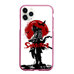 Чехол iPhone 11 Pro матовый Самурай и Красное Солнце, цвет: 3D-малиновый
